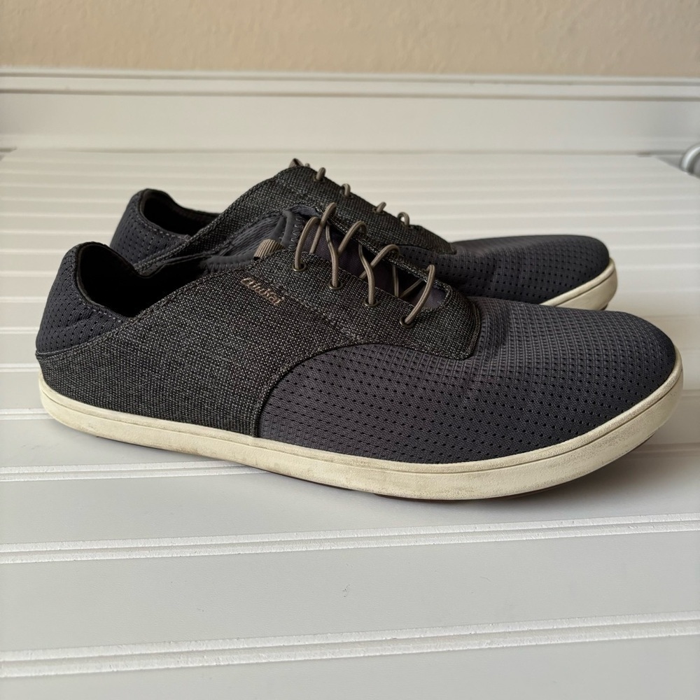 OluKai | Men's Nohea Moku No Tie Boat Shoes Size 11 Dark Gray